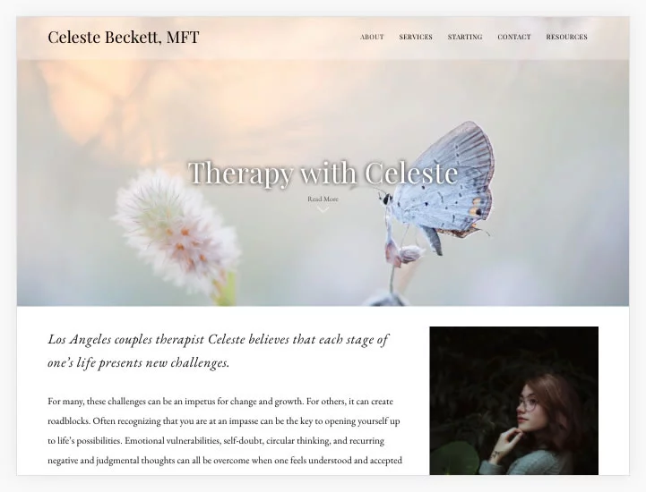 Celeste therapist website builder